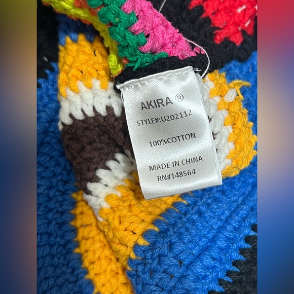 Akira Multicolored Crochet Sweeter Than Honey Halter Neck Mini Dress Cotton M - Picture 3 of 9